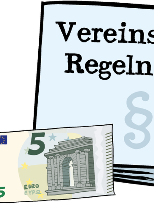 Ein geldschein nehmen den verschriftlichten Regeln eines Vereins (vergrößerte Bildansicht wird geöffnet)